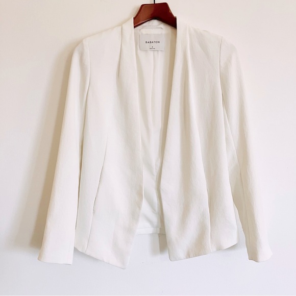 EUC! Aritzia BABATON Keith Blazer Open Front Power Jacket in White Size 2 - Picture 6 of 13
